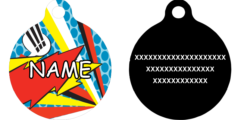 Comic Print HD Dog ID Tag