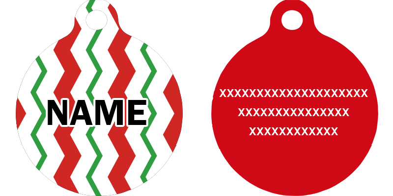 Peppermint Stick Chevron Stripes HD Dog ID Tag