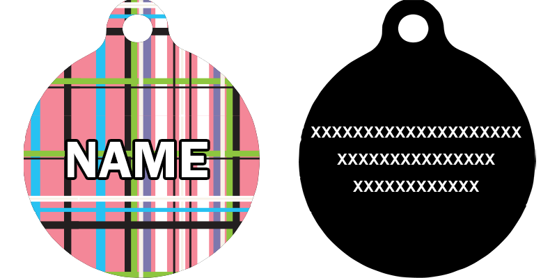 Tartan Plaid Pink HD Dog ID Tag