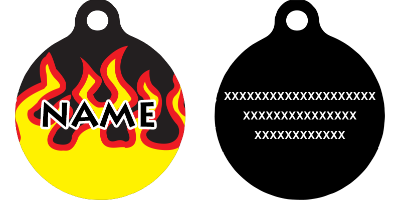 Red Flames HD Dog ID Tag