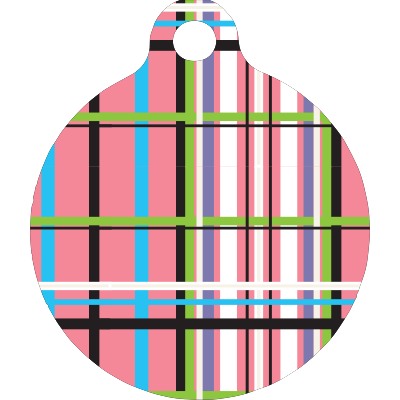 Tartan Plaid Pink HD Dog ID Tag