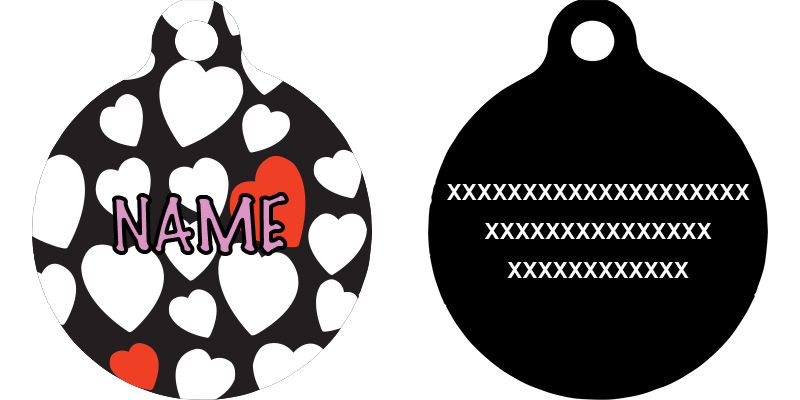 White Hearts HD Dog ID Tag