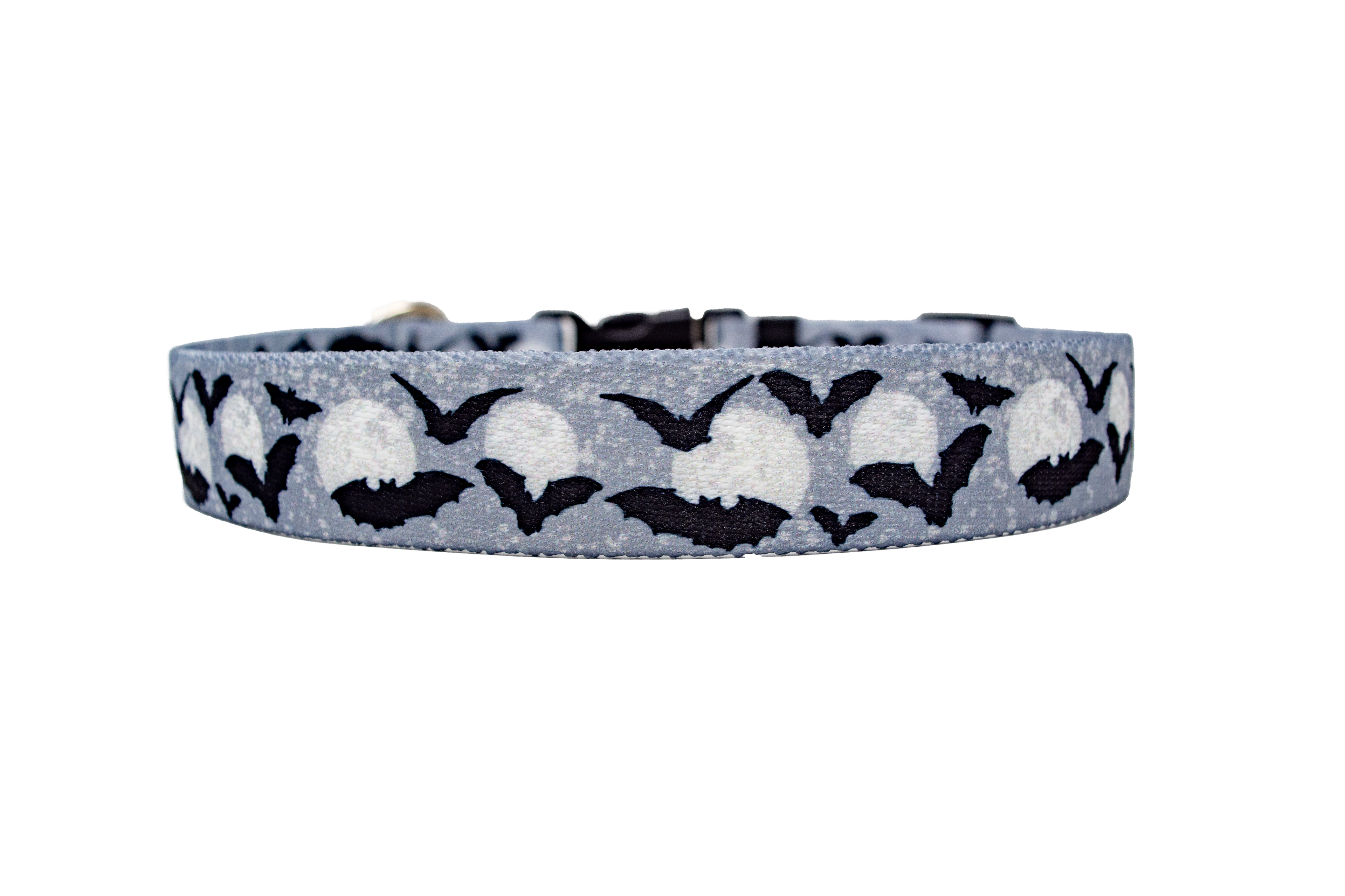 Moon Black and White with Bats Dog Collar