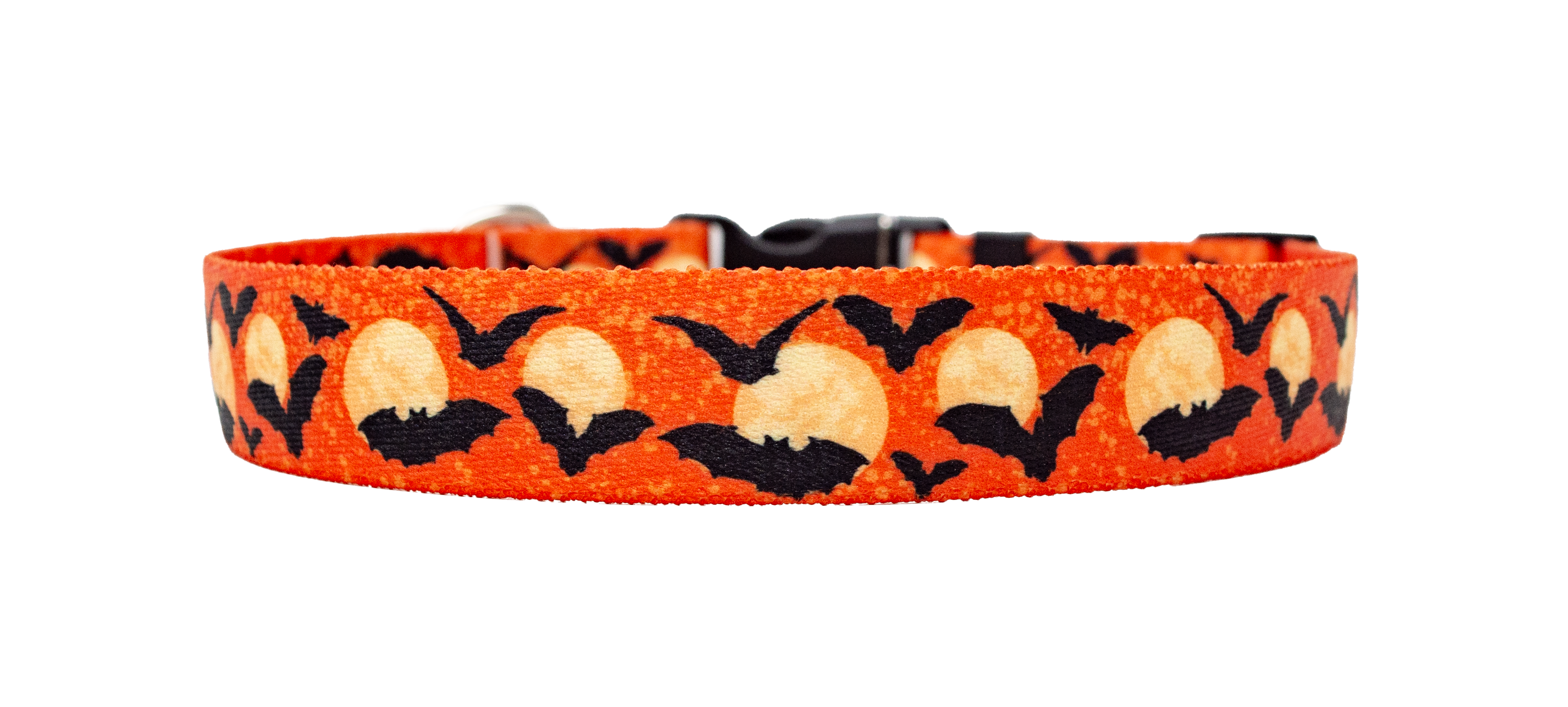 Moon Orange with Bats Dog Collar