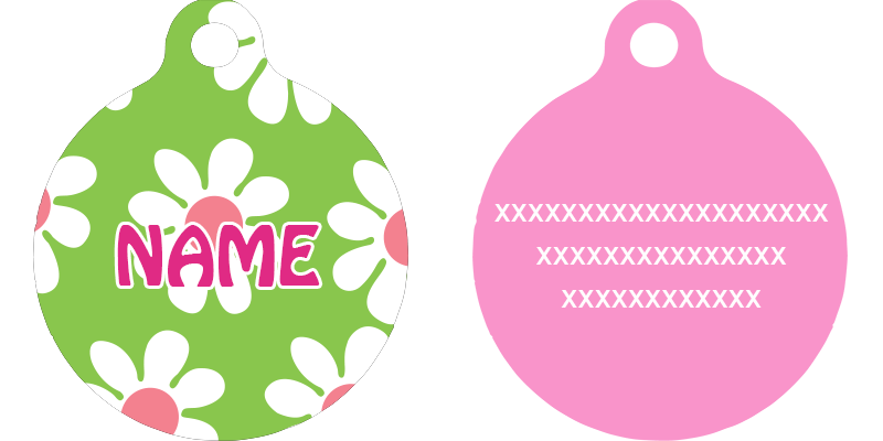 Green Daisy HD Dog ID Tag