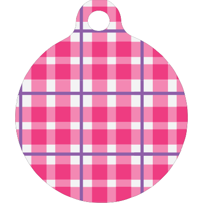Preppy Plaid Pink HD Dog ID Tag