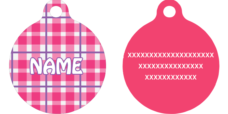 Preppy Plaid Pink HD Dog ID Tag