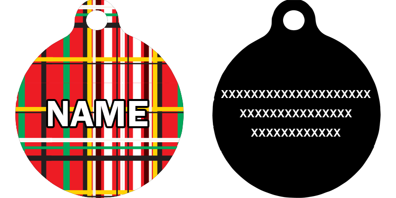 Tartan Plaid Red HD Dog ID Tag